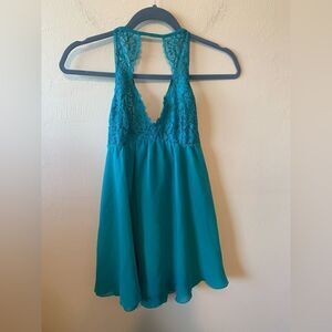 NWT Soma Blue shimmer floral lace babydoll size S